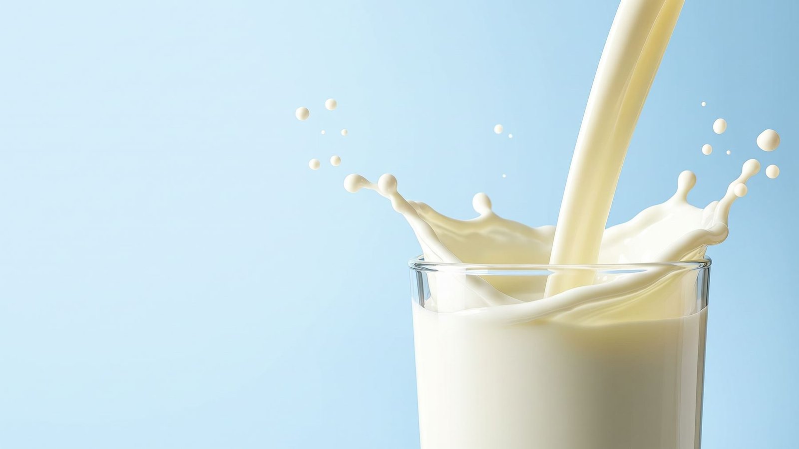 Fresh milk splashing into a glass