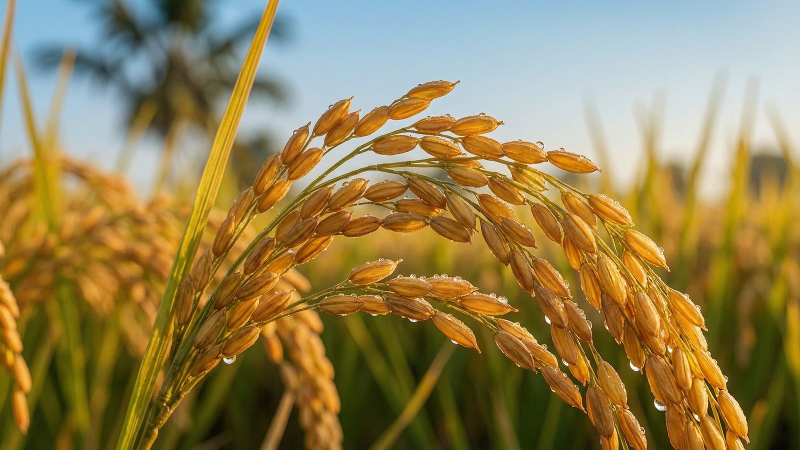 Rice panicles in golden light